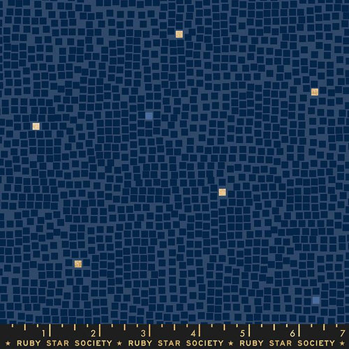  Jolly Basics by Ruby Star Society for Moda Fabrics Blue background with darker blue tiny squares and occasional metallic gold and light blue square to coordinate with Christmas holiday fabrics for tree skirs stockings quilts  clothing garments high quality quilt weight cotton