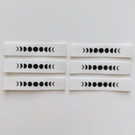 Lunar phases in black on white background end fold label for garments bags quilts by Intensely Distracted