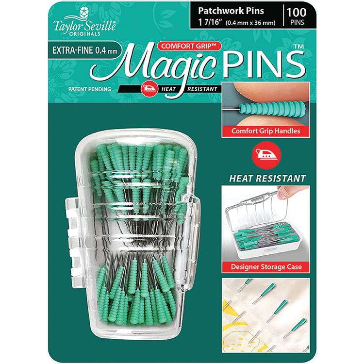 Magic pins 100 XFine Extra fine patchwork pins heat resistant comfort grip in case 
