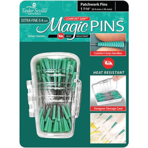 Magic Pins Extra Fine XFINE Patchwork .4MM quilting pins heat resistant in designer storage case comfort grip handles