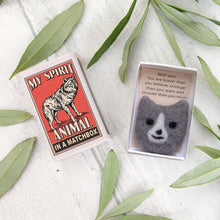 Load image into Gallery viewer, Marvling Bros Brothers My Spirit Animal in a matchbox wolf greeting encouragement happy mail friend gift

