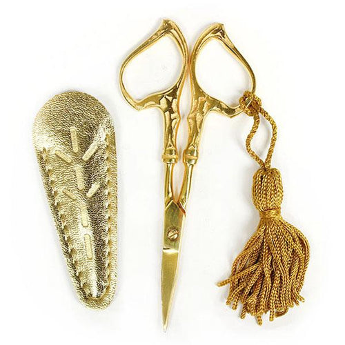 Art Nouveau Embroidery Scissors Gold Tassel sheath sharp thread snip