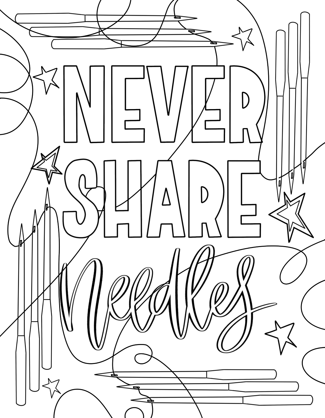 Coloring Page Never Share Needles Download PDF Download