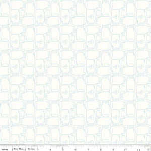 Lori Holt Bee in my Bonnet Background Canning Jars Outline Aqua on cream cotton quilting fabric 