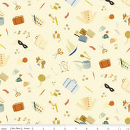 The Littlest Family's Big Day Collection by Emily Winfield Martin for Riley Blake Designs cotton quilt garment fabric material  toss print cream fussy cutting cut suitcase clock bunny yarn teacup watercolor paint scissor socks 