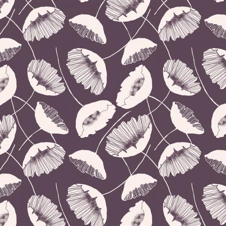 magical night lancaster fields eggplant fabric purple dusty open poppies poppy moonflower cotton quilting fabric