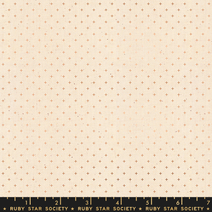 Ruby Star Society Add It Up Copper Metallic Bronze plus sign low volume background basic cotton fabric material Moda
