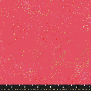 Ruby Star Society Speckled Strawberry Red Pink Metallic Fabric Quilt 