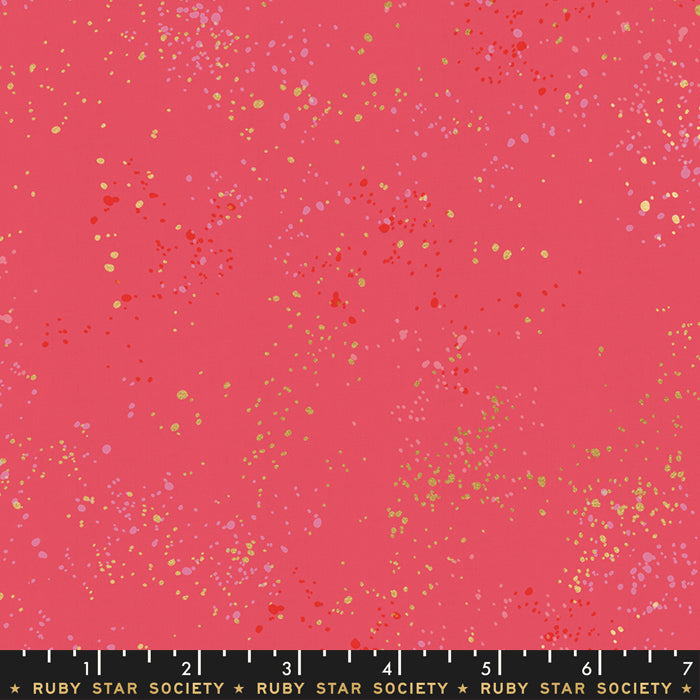 Ruby Star Society Speckled Strawberry Red Pink Metallic Fabric Quilt 