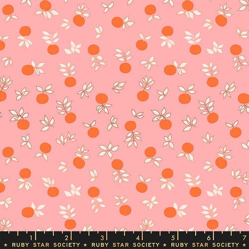Stay Gold Blossom Blend Flower Botanical Melody Miller Moda Fabric Merry Pink Orange bronze metallic cotton quilt material 