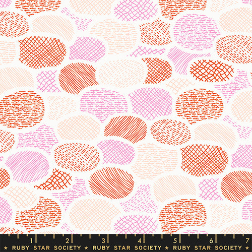 Tarrytown oval geometrics orange pink cream ruby star society kimberly kight moda cotton quilting fabric 