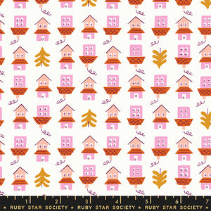 Tarrytown Little Houses trees gold orange pink cream soda ruby star society kimberly kight moda cotton quilting fabric 