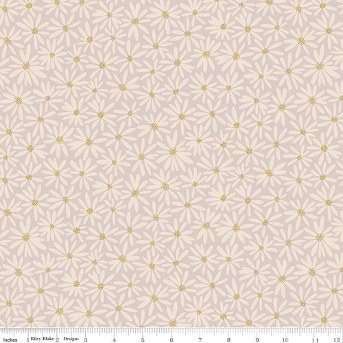  Fairy Dust by Ashley Collett Design for Riley Blake Designs is great for quilting, apparel and home decor. This allover print features large daisies. Gold is antique gold sparkle.