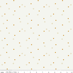 Daisy Fields by Beverly McCullough for Riley Blakes Designs basic fabric in Sanddollar with scattered solid and outlined hexies scattered on a cream background cotton quilting sewing fabric material