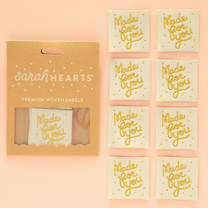 Made for You in Gold and White Woven Labels (8 Per Pack) by Sarah Hearts
