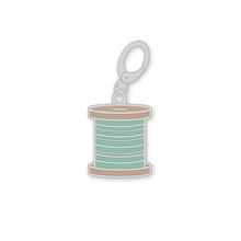 Load image into Gallery viewer, The Stitch Spool Happy Charm Enamel Lori Holt Bee in my Bonnet Zipper Pull Sea Glass Green gift notion Riley Blake
