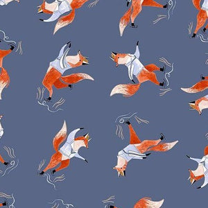 Wild Winter Ice Skating Foxes sweaters dear stella cotton quilt fabric material 