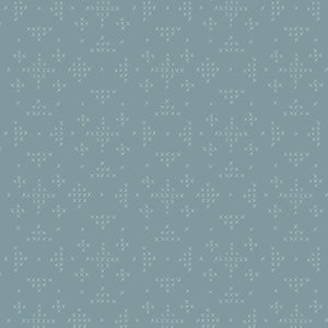Dear Stella Botanica Cross Stitch Teal Small rows of pencil style X or cross on a soft teal green background cotton quilt weight fabric for quilts garments bags sewing projects