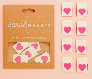 Pink Hearts Woven Labels (8 Per Pack) by Sarah Hearts