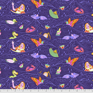 Curiouser  Tula Pink Sea of Tears Alice in Wonderland Daydream Purple Cotton Quilting Fabric