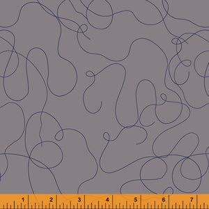 Sew Good Navy Unspooled Thread Squiggles on Gray Grey Deborah Fisher Fish Museum and Circus Sew Good Windham Fabrics cotton quilt material sewing garment novelty whimsical pin cushion button