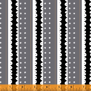 Sew Good Binding Stripe Black Gray Grey White Scallop Dot FussyDeborah Fisher Fish Museum and Circus Sew Good Windham Fabrics cotton quilt material sewing garment novelty whimsical pin cushion button