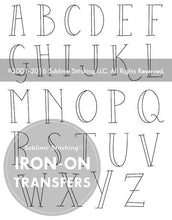Load image into Gallery viewer, Sublime Stitching Skinny Alphabet Embroidery Iron on Transfers
