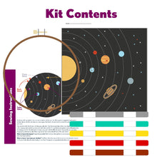 Load image into Gallery viewer, Poplush Solar System Planets Sky Night Embroidery Kit Original design includes needle floss hoop pre-printed fabric instructions
