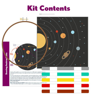 Poplush Solar System Planets Sky Night Embroidery Kit Original design includes needle floss hoop pre-printed fabric instructions