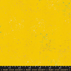Speckled in Sunshine Yellow with splatters of light yellow, aqua and metallic gold by Ruby Star Society for Moda Fabrics high quality quiliting weight cotton
