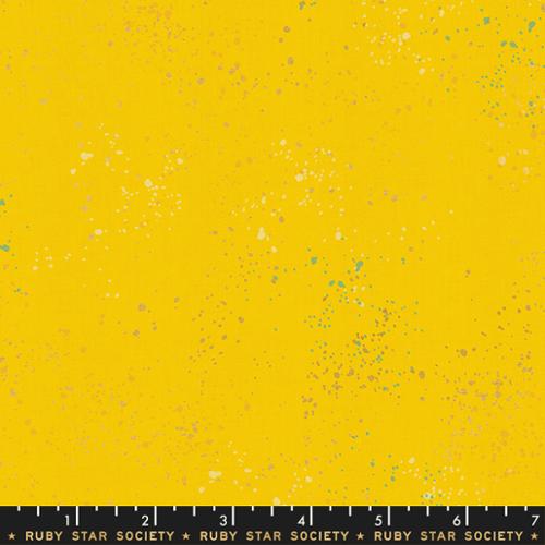 Speckled in Sunshine Yellow with splatters of light yellow, aqua and metallic gold by Ruby Star Society for Moda Fabrics high quality quiliting weight cotton