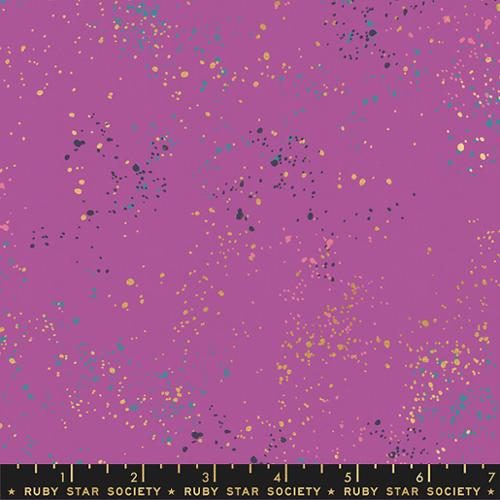 Witchy purple violet background with spatters of metallic gold aqua blue and dark gray by Ruby Star Society for Moda basics background high quality quilt weight fabric