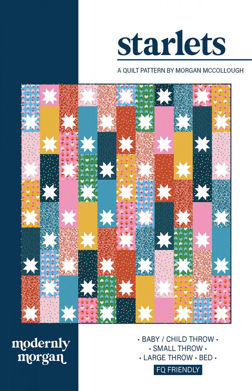 Starlets quilt pattern by Modernly Morgan McCollough fat quarter friendly confident beginner sawtooth star and rows multiple sizes 