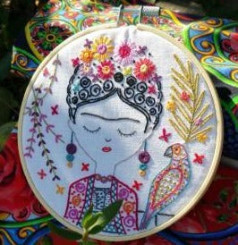 Jolie Frida Kahlo Beginner Embroidery Kit Made in France