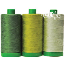 Load image into Gallery viewer, endangered species sea turtle green thread setaurifil color builder green 40 wt 3 spools
