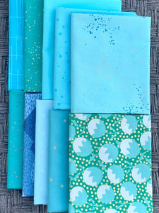 custom curated fat quarter bundle by color seaglass green aqua ruby star society speckled purl rifle paper company metallic