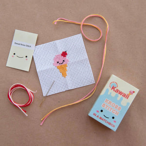 Kawaii Ice Cream Cross Stitch In A Matchbox by Marvling Bros.