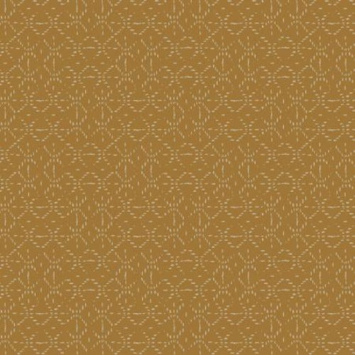 Curious Paths in Saffron golden brown mustard color with soft tone on tone geometic design for low volume background or basic Summer Folk Collection by Lissie Teehee for Cotton and Steel Fabrics high quality quilting weight cotton fabric for quilts bags sewing projects clothing garments