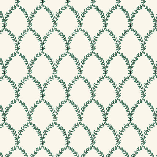 Strawberry fields Rifle paper co small floral in green geometric