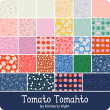 Load image into Gallery viewer, Tomato Tomahto Kimberly Kight Ruby Star Society Moda Fabrics quilting cotton charm pack pre-order 5&quot; flowers squiggles scribbles veggies fruits
